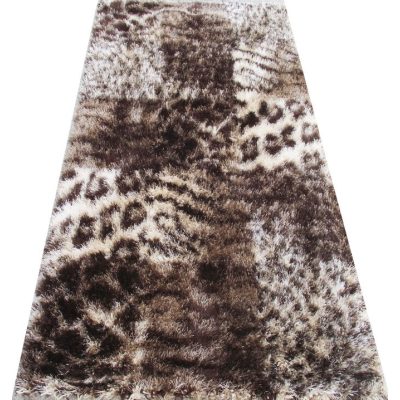   Neoton barna shaggy futószőnyeg 80 x 300 cm leopárd mintás