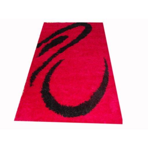 Ancilla Tűzpiros Fekete Shaggy Szőnyeg 80 x 150 cm
