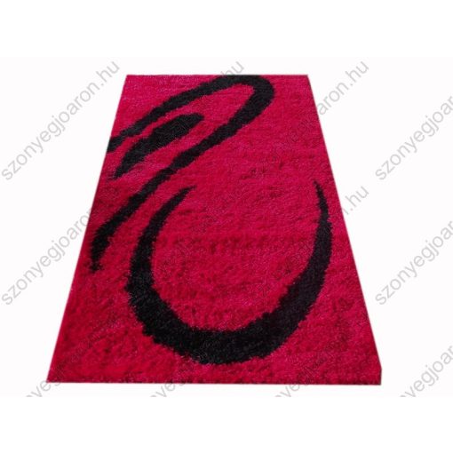 Ancilla Tűzpiros Fekete Shaggy Szőnyeg 80 x 150 cm