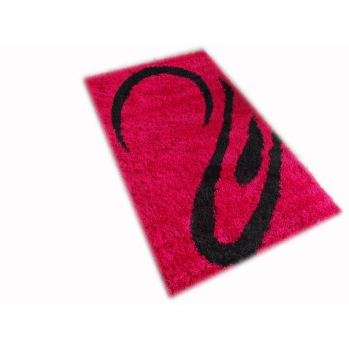 Ancilla Tűzpiros Fekete Shaggy Szőnyeg 80 x 150 cm