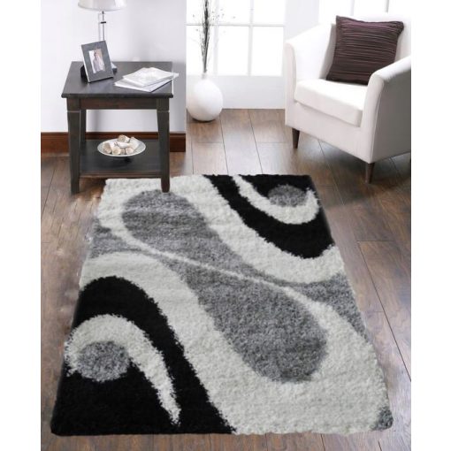 Pelyhecske Fekete Fehér Szürke shaggy szőnyeg 150x230cm