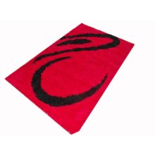 Anika Tűzpiros Fekete Shaggy szőnyeg 125 x 200 cm