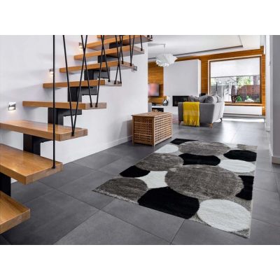 Holló prémium shaggy szőnyeg 125 x 200 cm szürke fekete