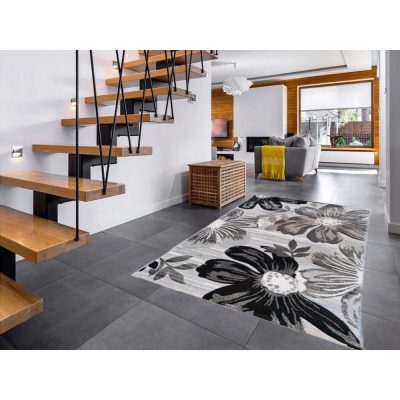 Jacinda Modern Virágos Futószőnyeg 80 x 300 cm Szürke 