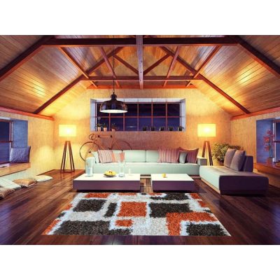   Becske modern shaggy futószőnyeg terra bézs barna 80 x 300 cm