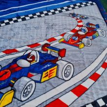 Olivér Full Vastag Gyerek Pléd Ágytakaró Versenyautós Kék 160 x 220 cm