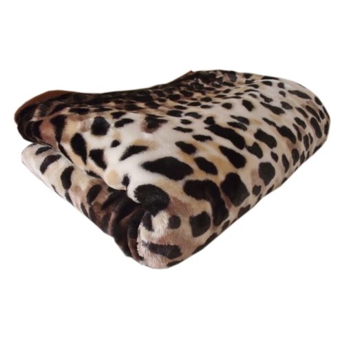 Retro Barna Pléd Ágytakaró Leopárd Mintával 150 x 200 cm
