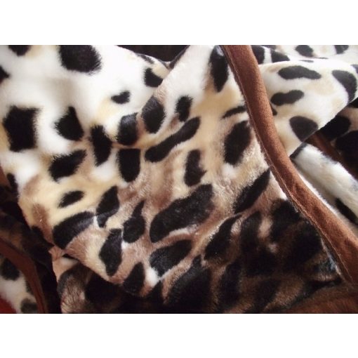 Retro Barna Pléd Ágytakaró Leopárd Mintával 150 x 200 cm