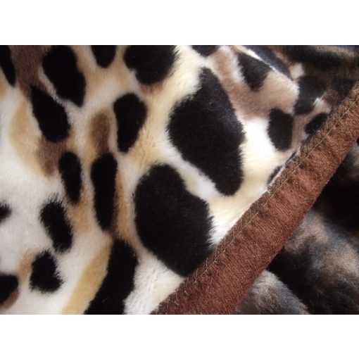 Retro Barna Pléd Ágytakaró Leopárd Mintával 150 x 200 cm