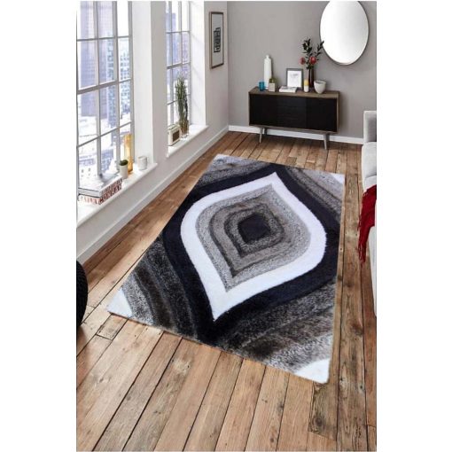 Tafalla Modern Shaggy Szőnyeg 250 x 350 cm Fekete Szürke Prémium