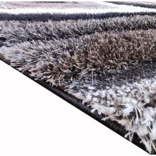 Tafalla Modern Shaggy Szőnyeg 250 x 350 cm Fekete Szürke Prémium