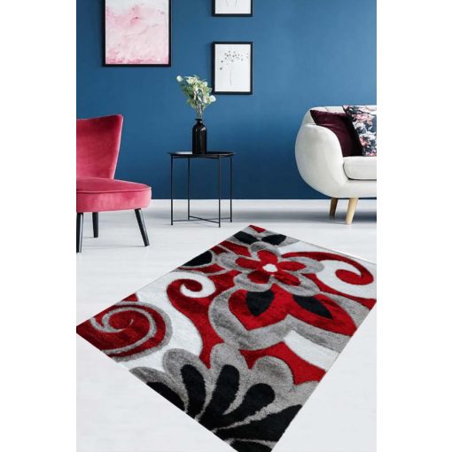 Zorán prémium puha shaggy szőnyeg 150 x 230 cm piros szürke